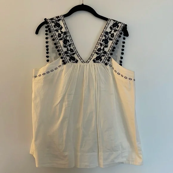 J. Crew Pom Pom Embroidered Top - Picture 1 of 7